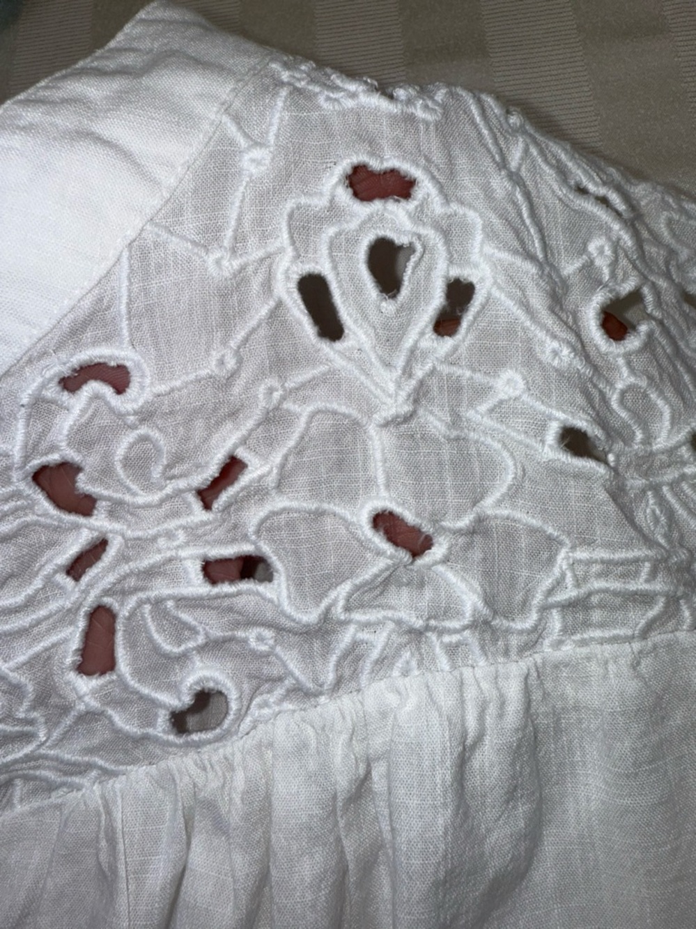 Knox Rose White Embroidered Eyelet Yoke Boho Peasant Blouse XL - Picture 9 of 9